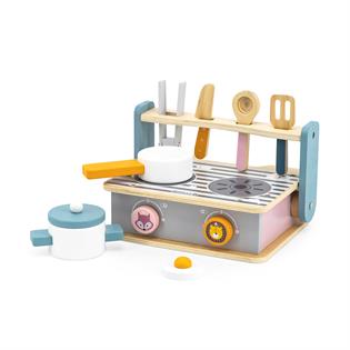 Детская плита Viga Toys PolarB с посудой и грилем складная (44032)