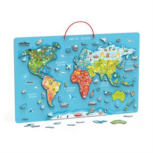 Магнитный пазл Viga Toys Карта мира с маркерной доской на английском (44508EN)