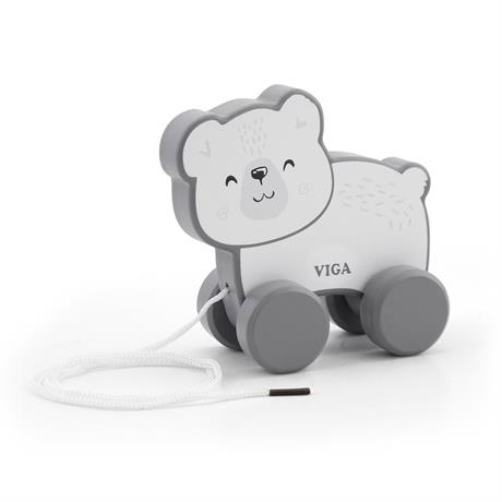 Деревянная каталка Viga Toys PolarB Белый мишка (44001) - фото 0