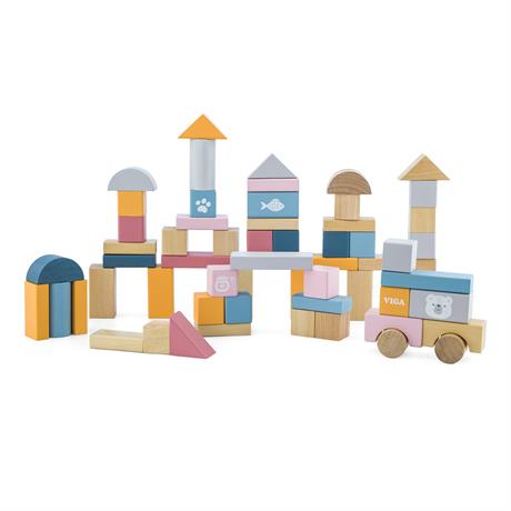 Дерев'яні кубики Viga Toys PolarB Пастельні блоки, 60 шт., 2,5 см (44010) - фото 0