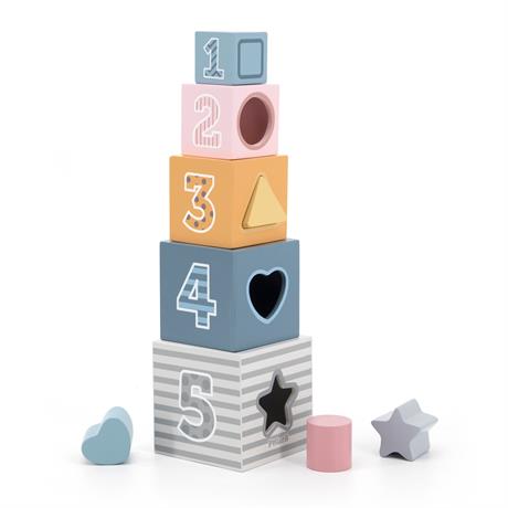 Деревянные кубики-пирамидка Viga Toys PolarB Сортируем и складываем (44016) - фото 0