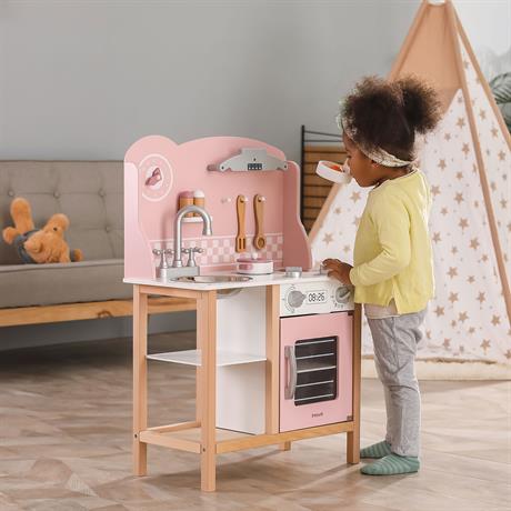 Дитяча кухня Viga Toys PolarB із дерева з посудом рожевий (44046) - фото 9