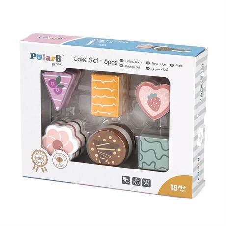 Игрушечные продукты Viga Toys PolarB Деревянные пирожные 6 шт. (44055) - фото 1