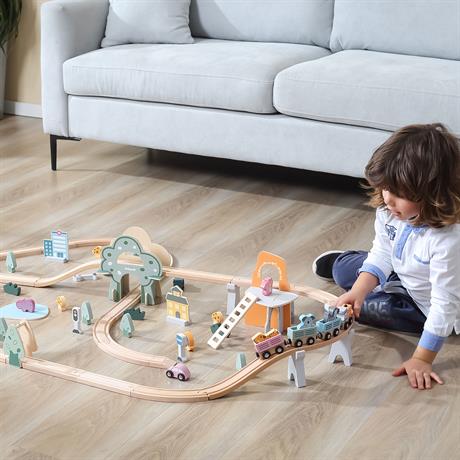 Іграшкова залізниця Viga Toys PolarB дерев'яна 90 ел. (44067) - фото 5