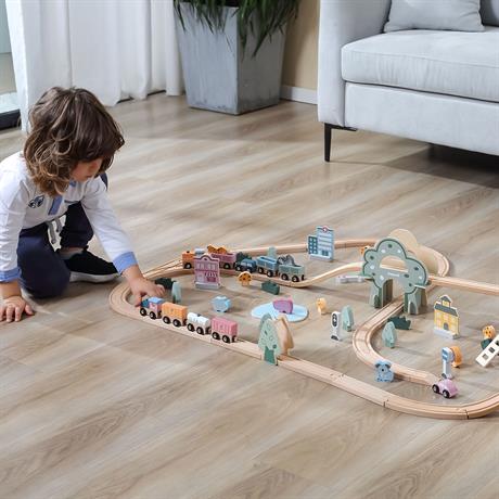 Іграшкова залізниця Viga Toys PolarB дерев'яна 90 ел. (44067) - фото 7