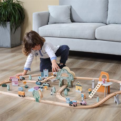 Іграшкова залізниця Viga Toys PolarB дерев'яна 90 ел. (44067) - фото 8