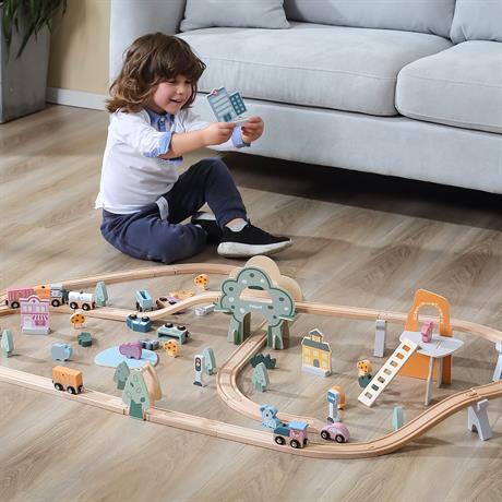 Іграшкова залізниця Viga Toys PolarB дерев'яна 90 ел. (44067) - фото 9