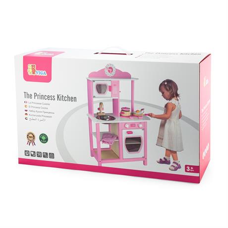 Дитяча кухня Viga Toys з дерева біло-рожевий (50111) - фото 1
