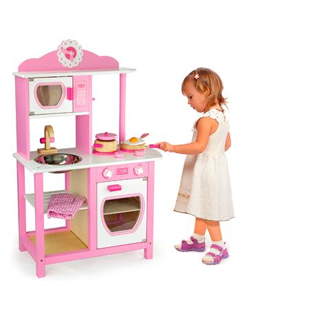Дитяча кухня Viga Toys з дерева біло-рожевий (50111) - фото 4