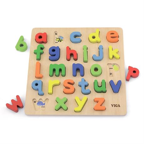 Деревянный пазл Viga Toys Английский алфавит строчные буквы (50125) - фото 0