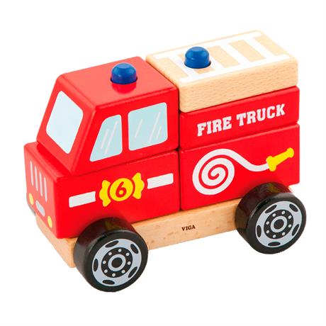 Деревянная пирамидка Viga Toys Пожарная машинка (50203FSC) - фото 0