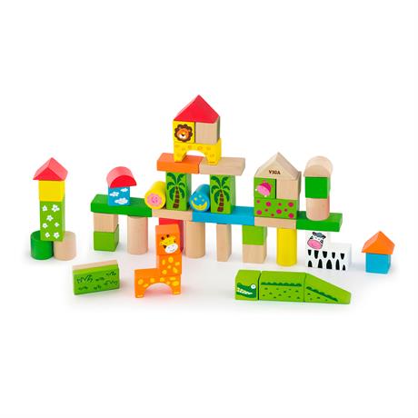 Дерев'яні кубики Viga Toys Зоопарк 50 шт. (50286) - фото 0