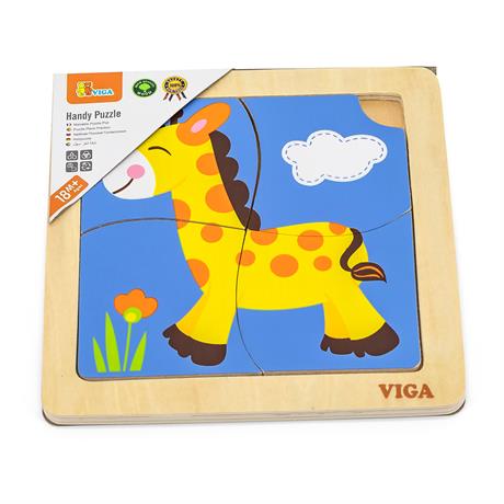 Деревянный мини-пазл Viga Toys Жираф, 4 эл. (51319) - фото 0