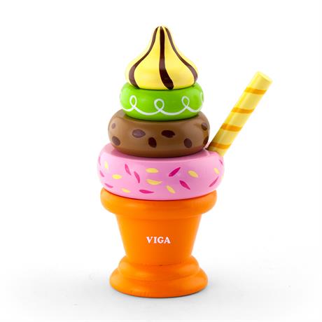 Деревянная пирамидка Viga Toys Мороженое оранжевый (51322) - фото 0
