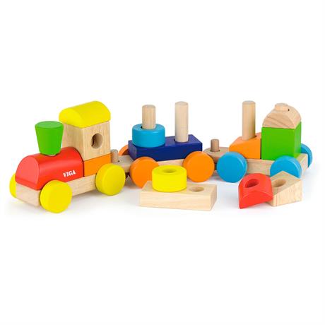 Деревянный поезд Viga Toys Цветные кубики (51610) - фото 3