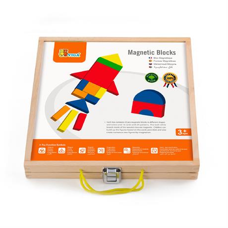 Набір магнітних блоків Viga Toys Форми і кольори (59687) - фото 1