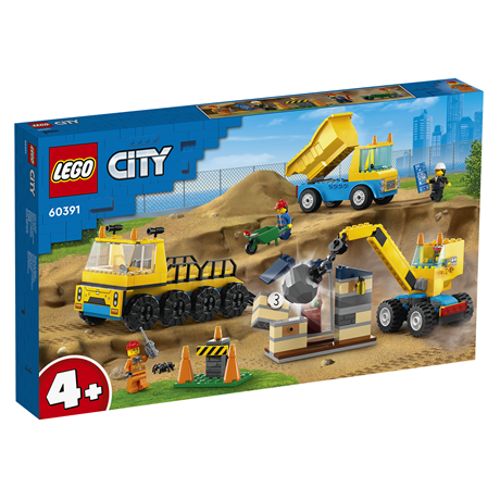 Конструктор LEGO City Construction Будівельні вантажівки та кулястий таран 235 деталей (60391) - фото 0
