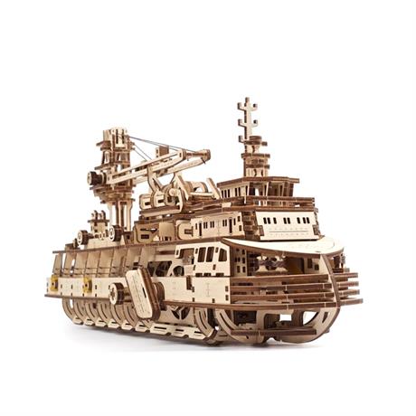 Деревянный механический 3D конструктор Ukrainian Gears Научно-исследовательское судно (70135) - фото 2