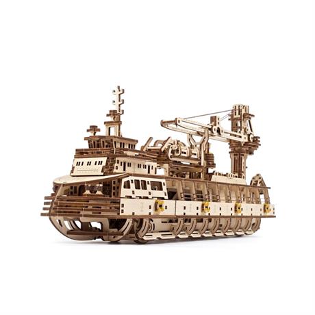 Деревянный механический 3D конструктор Ukrainian Gears Научно-исследовательское судно (70135) - фото 3