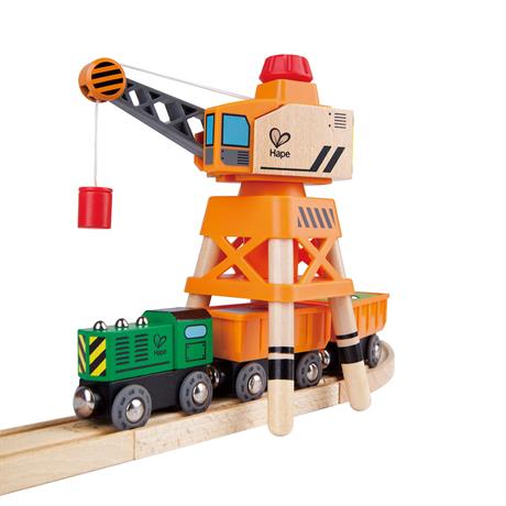 Набір для іграшкової залізниці Hape Підйомний кран та вантажівка (E3715) - фото 6