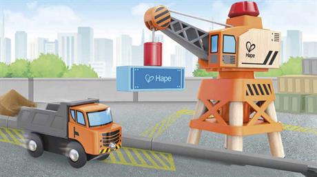 Набор для игрушечной железной дороги Hape Подъёмный кран и грузовик (E3715) - фото 8