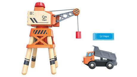Набор для игрушечной железной дороги Hape Подъёмный кран и грузовик (E3715) - фото 9