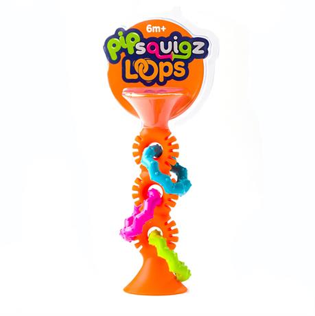 Прорезыватель-погремушка на присосках Fat Brain Toys pipSquigz Loops оранжевый (F165ML) - фото 1
