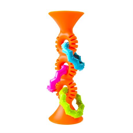 Прорезыватель-погремушка на присосках Fat Brain Toys pipSquigz Loops оранжевый (F165ML) - фото 0