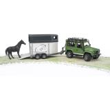 Автомодель Bruder Джип Land Rover Defender з причепом для перевезення коней та конячка (02592)