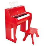 Детское пианино Hape 25 клавиш со стульчиком и подсветкой красный (E0630)