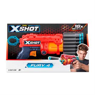 Скорострельный бластер X-Shot Red Excel Fury 4 с 16 патронами (36377R)