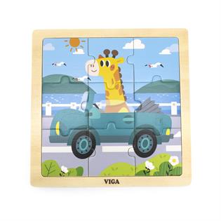 Деревянный пазл Viga Toys Автомобиль с жирафом 9 эл. (44629)