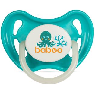 Пустушка кругла Baboo Sea Life латексна світиться в темряві з 0 міс. бірюзовий (5-043)