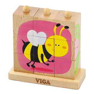 Деревянные кубики-пирамидка Viga Toys Насекомые (50158)
