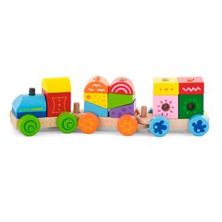Деревянный поезд-пирамидка Viga Toys Яркие кубики (50534)