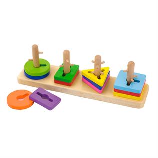 Деревянная логическая пирамидка-ключ Viga Toys Цветные фигуры (50968)