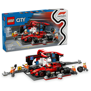 Конструктор LEGO City Піт-стоп і піт-екіпаж F1 з болідом Ferrari 322 деталі (60443)