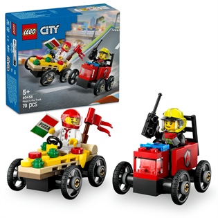 Конструктор LEGO City Піца-авто проти пожежної машини набір для перегонів 70 деталей (60458)