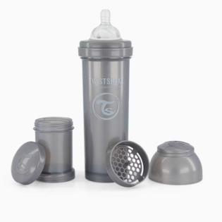 Антиколікова пляшечка Twistshake 330 мл 4m+ із силіконовою соскою сірий (78390)