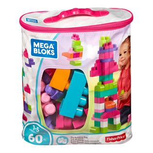 Конструктор Mega Bloks First Builders розовый в мешке 60 деталей (DCH54)