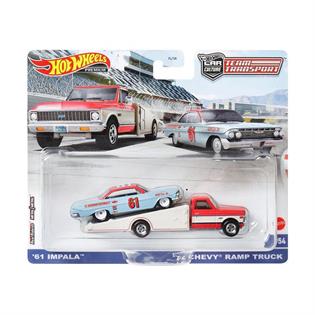 Игровой набор Hot Wheels Car culture Team Transport автомодель 61 Impala и транспортер 72 Chevy Ramp Truck (FLF56/HKF40)