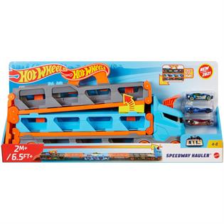 Грузовик-транспортер Hot Wheels Супергонки с 3 базовыми машинками 1:64 (GVG37)