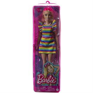 Кукла Barbie Модница с брекетами в полосатом платье (HJR96)
