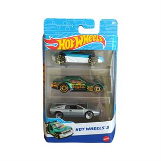 Набор машинок Hot Wheels 3 шт. 1:64 бело-голубой, зелено-черный, серебристый (K5904-15)