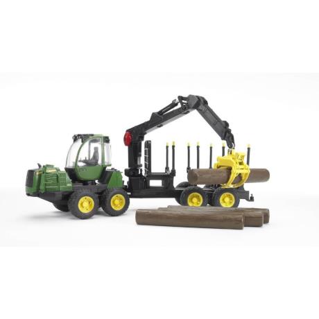 Модель Bruder Трактор John Deere с системой захвата, прицепом и бревнами 1:16 (02133) - фото 0