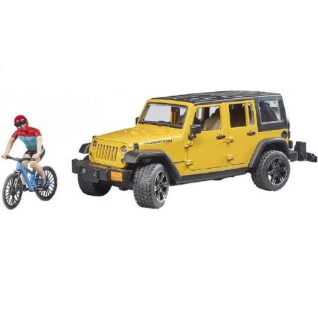 Автомодель Bruder Джип Jeep Rubicon із фігуркою велосипедиста на спортивному байку 1:16 (02543) - фото 1