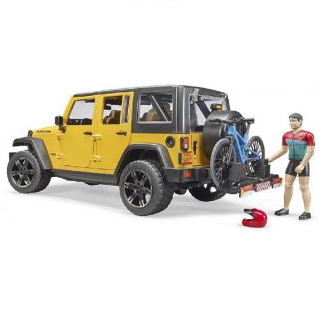 Автомодель Bruder Джип Jeep Rubicon із фігуркою велосипедиста на спортивному байку 1:16 (02543) - фото 2