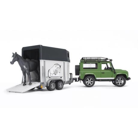 Автомодель Bruder Джип Land Rover Defender з причепом для перевезення коней та конячка (02592) - фото 2