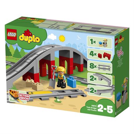 Конструктор LEGO DUPLO Trains Железнодорожный мост и рельсы 26 деталей (10872) - фото 0