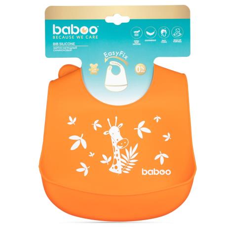 Нагрудник силіконовий Baboo Safari з 4 міс. помаранчевий (11-006) - фото 0